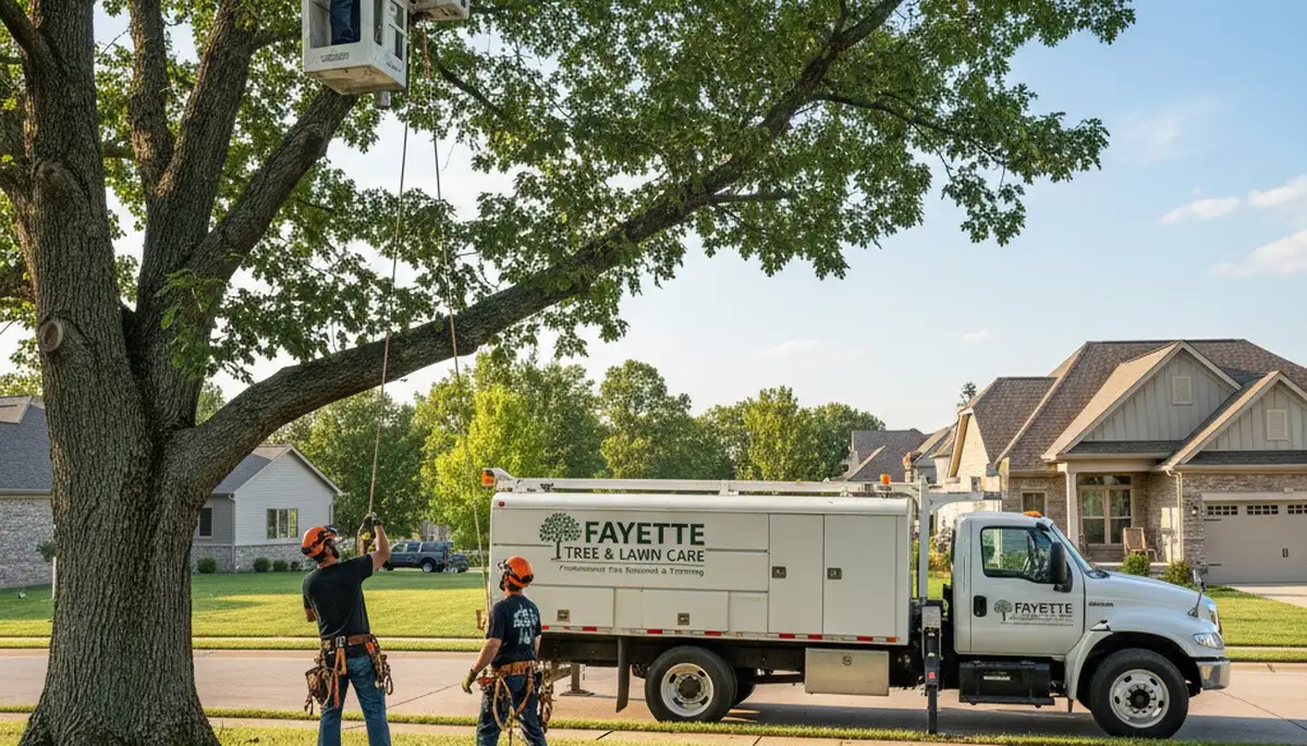 Professional tree removal service in Columbia, MO by expert arborists clearing residential property